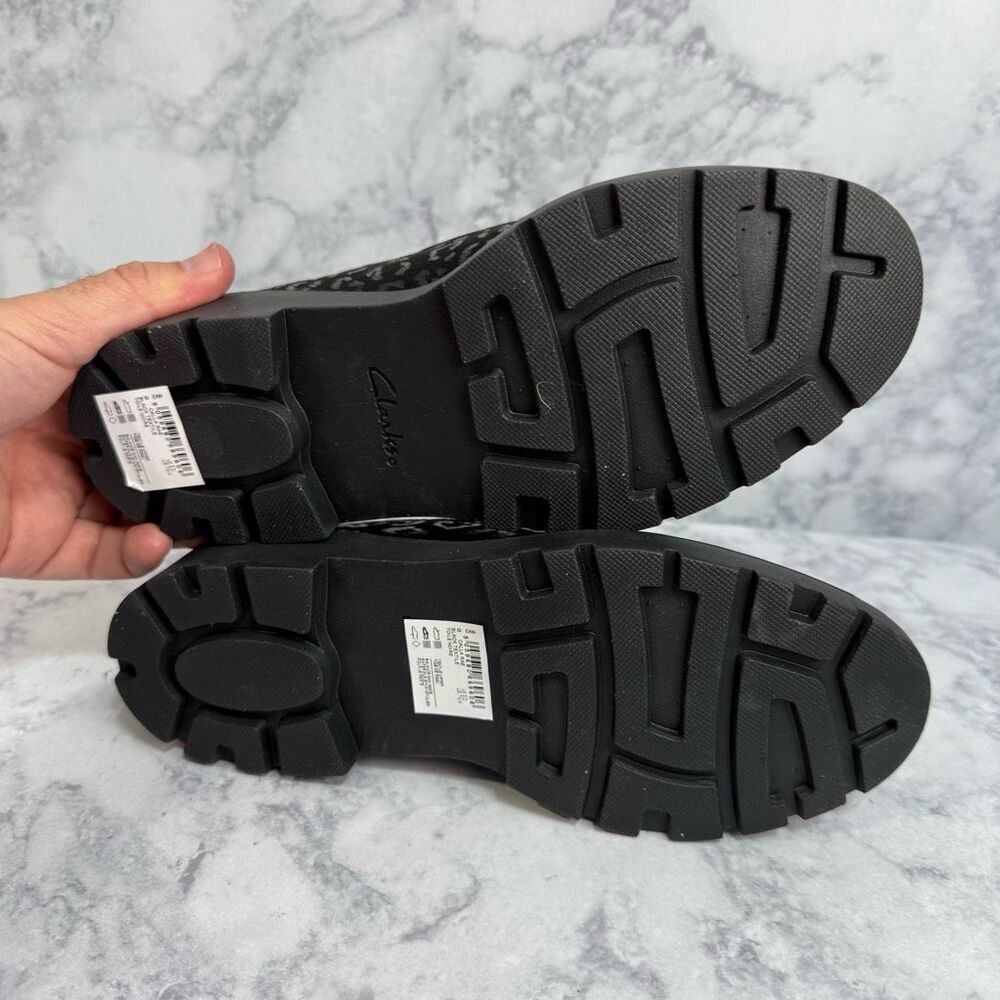 Clarks Black Leopard Print Loafers - Picture 8 of 8